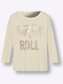 Shirts|heine 3/4-Arm-Shirt mit Schriftzug champagner