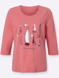 Shirts| 3/4-Arm-Shirt mit Segelboot-Motiv flamingo