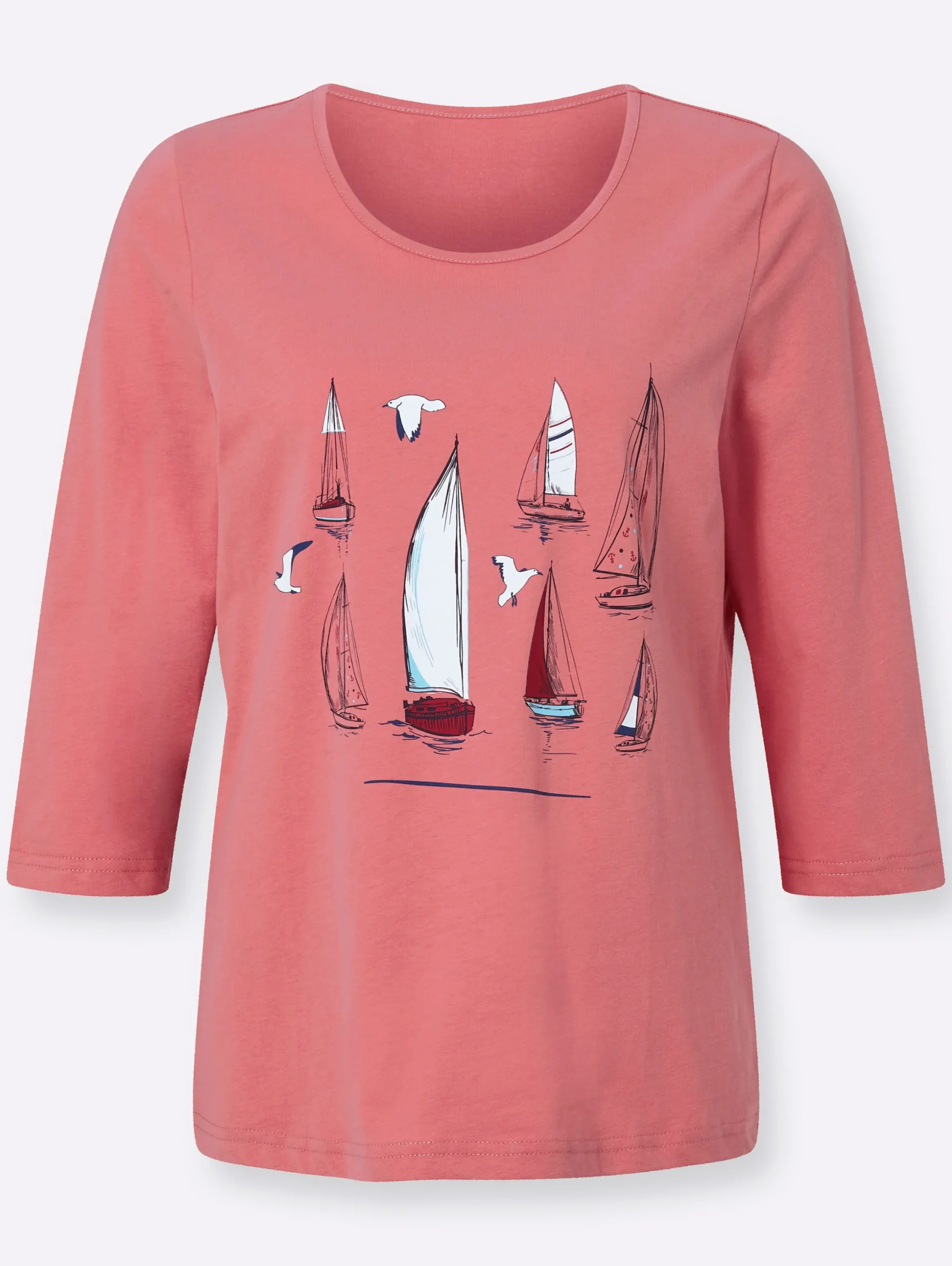 Shirts| 3/4-Arm-Shirt mit Segelboot-Motiv flamingo