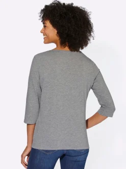 Shirts| 3/4-Arm-Shirt mit Segelboot-Motiv steingrau-meliert