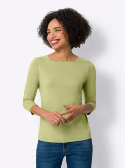 Shirts|heine 3/4-Arm-Shirt mit U-Boot-Ausschnitt lindgrün