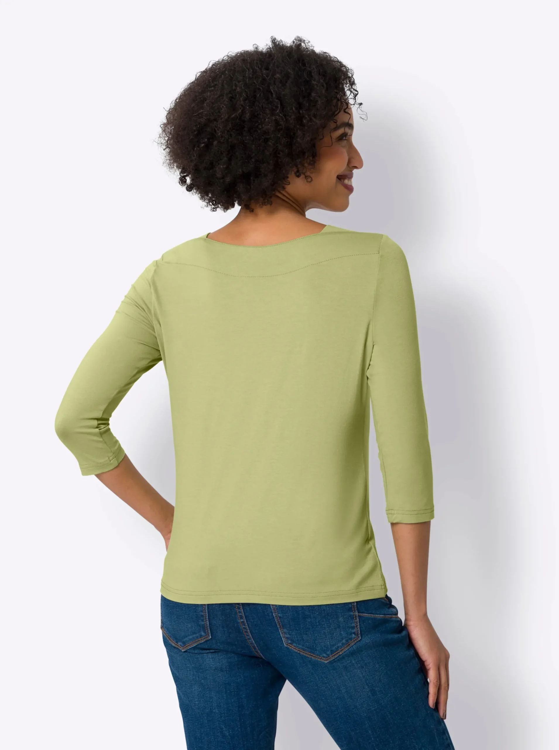 Shirts|heine 3/4-Arm-Shirt mit U-Boot-Ausschnitt lindgrün