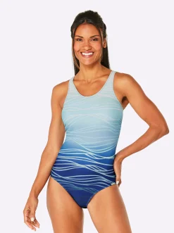 Badeanzüge|feel good Badeanzug aqua-mittelblau-bedruckt