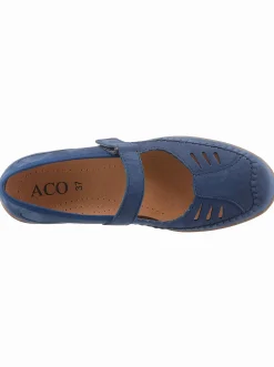 Ballerinas|ACO Ballerina mit Leder-Wechselfußbett blau
