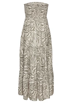 Strandkleider|Kleider|LASCANA Bandeaukleid khaki-beigebedruckt