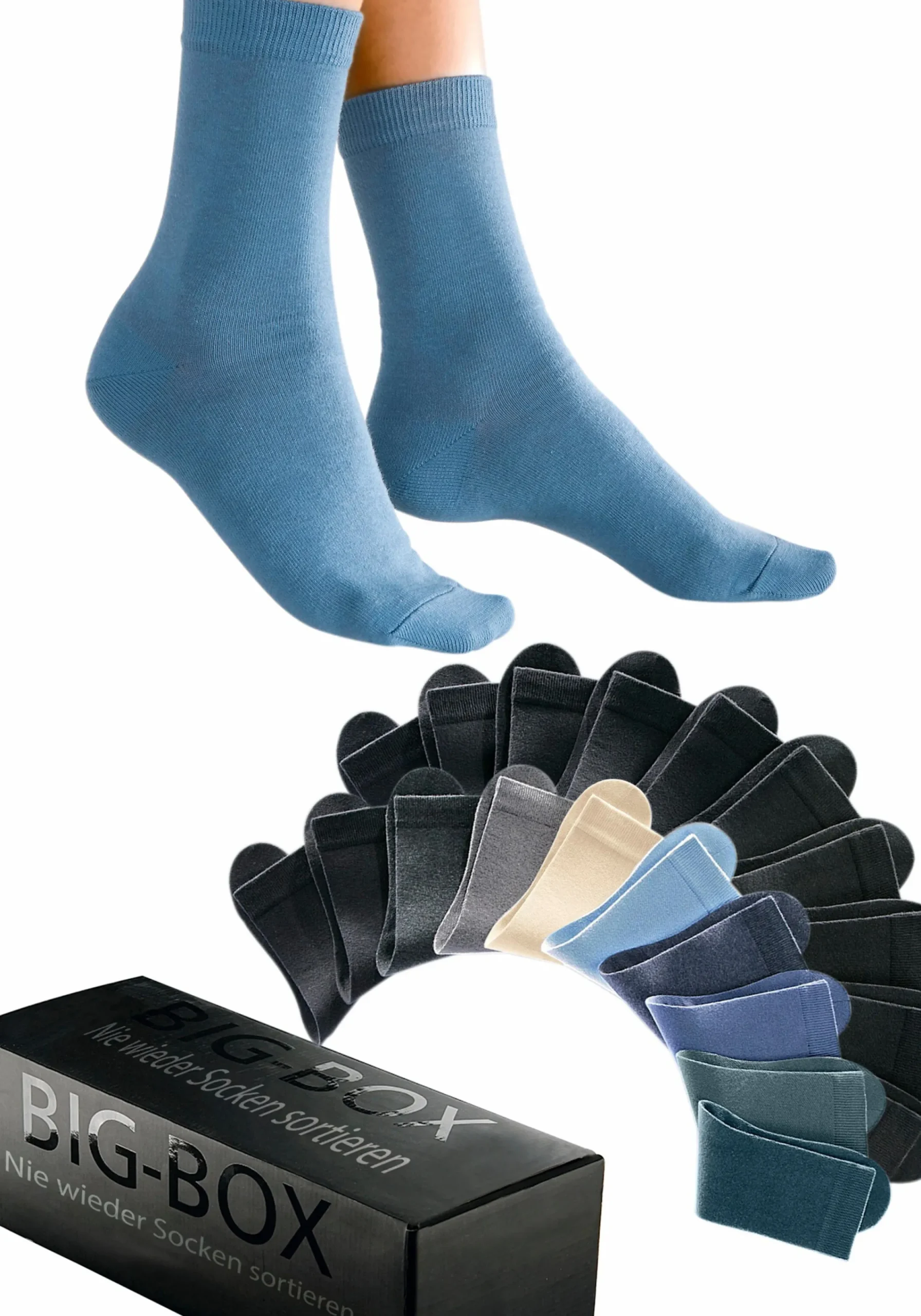 Strümpfe & Socken|Go in Basicsocken 6xblau,1xbeige,1xgrau,1xanthrazit,11xschwarz