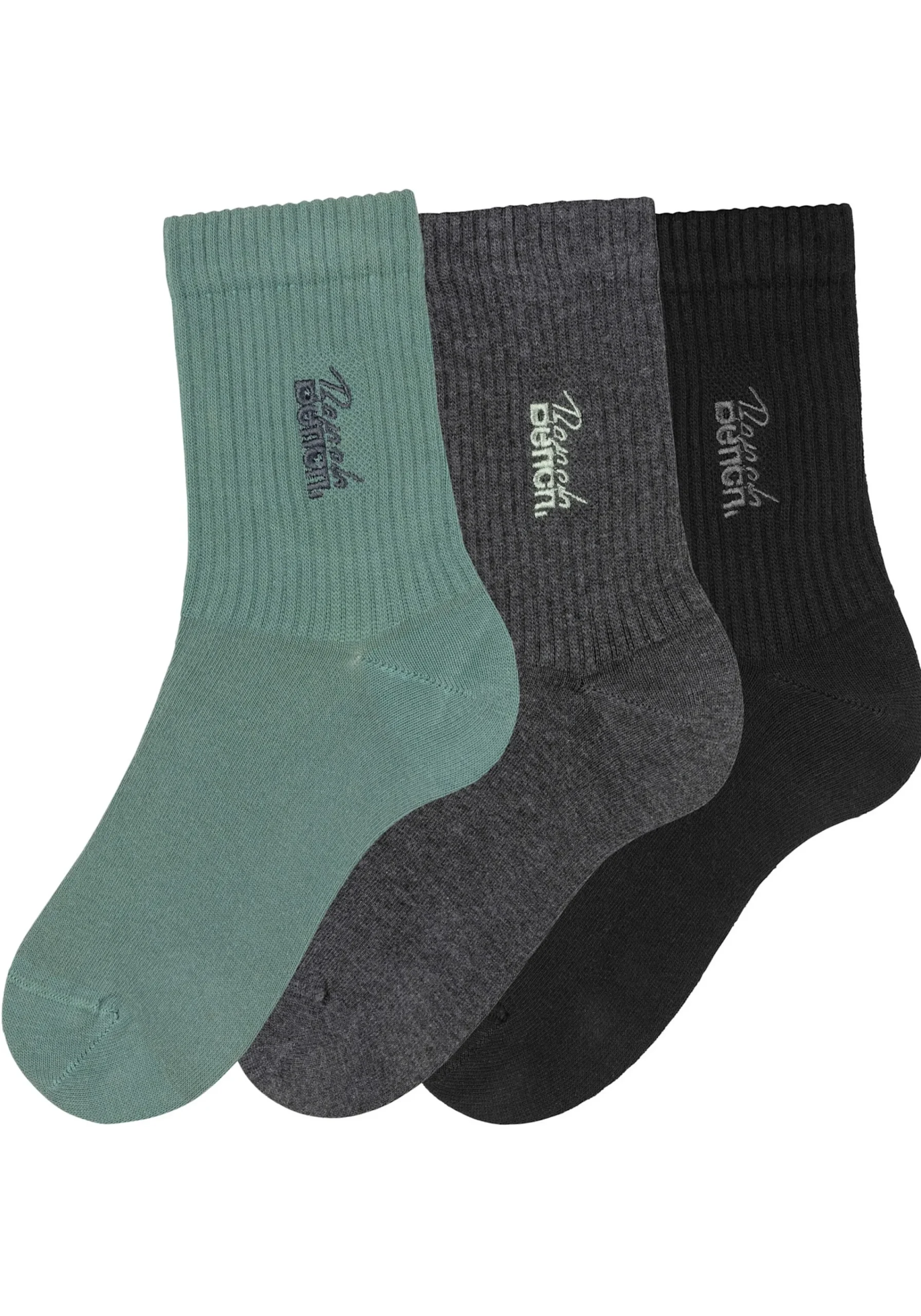 Strümpfe & Socken|Bench. Basicsocken 1xschwarz,1xanthrazit-meliert,1xpistazie