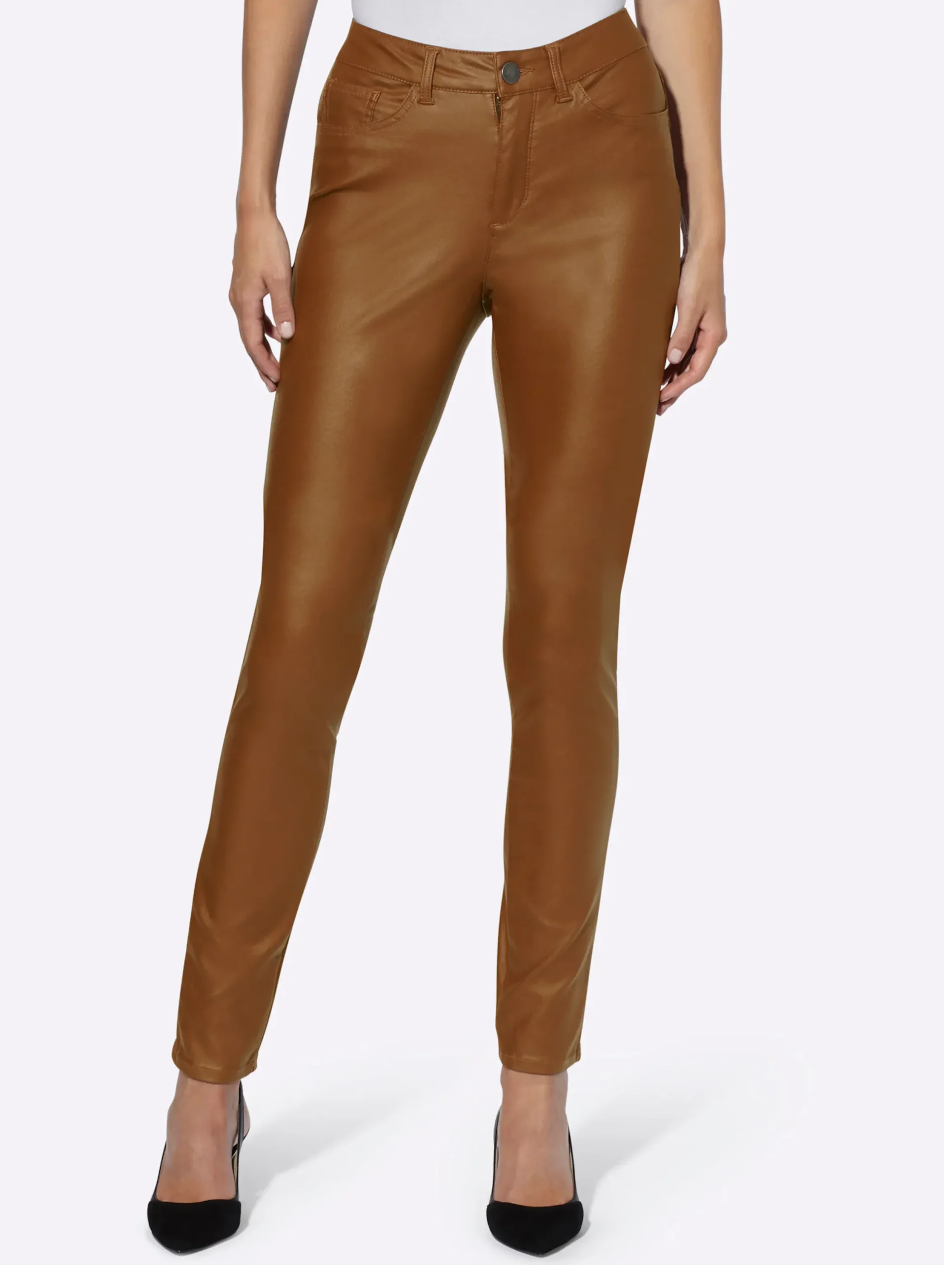 Hosen|heine Bauchweg-Hose integriertes Power-Mesh cognac
