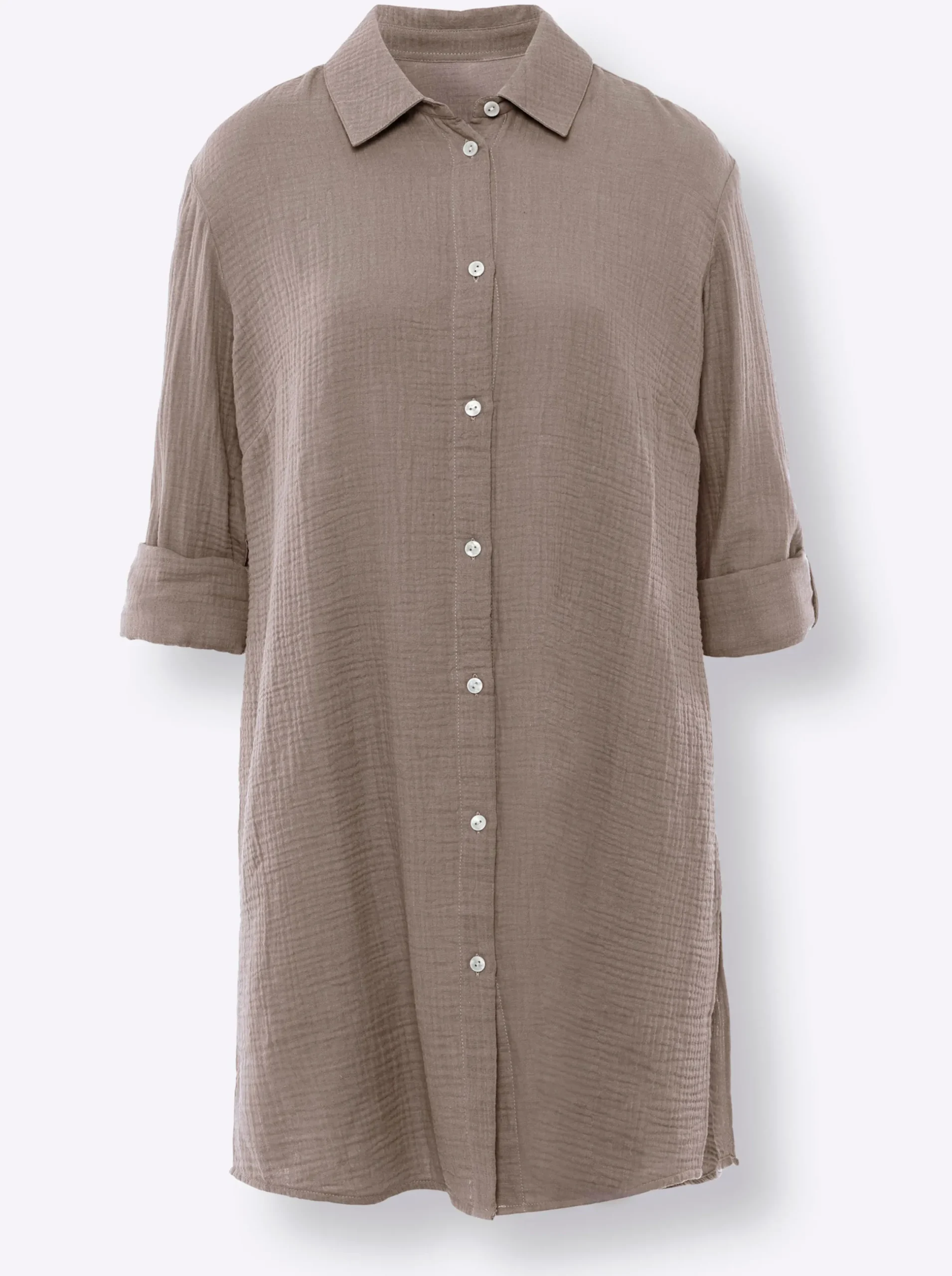 Blusen|heine Baumwollbluse in Musselin-Qualität taupe
