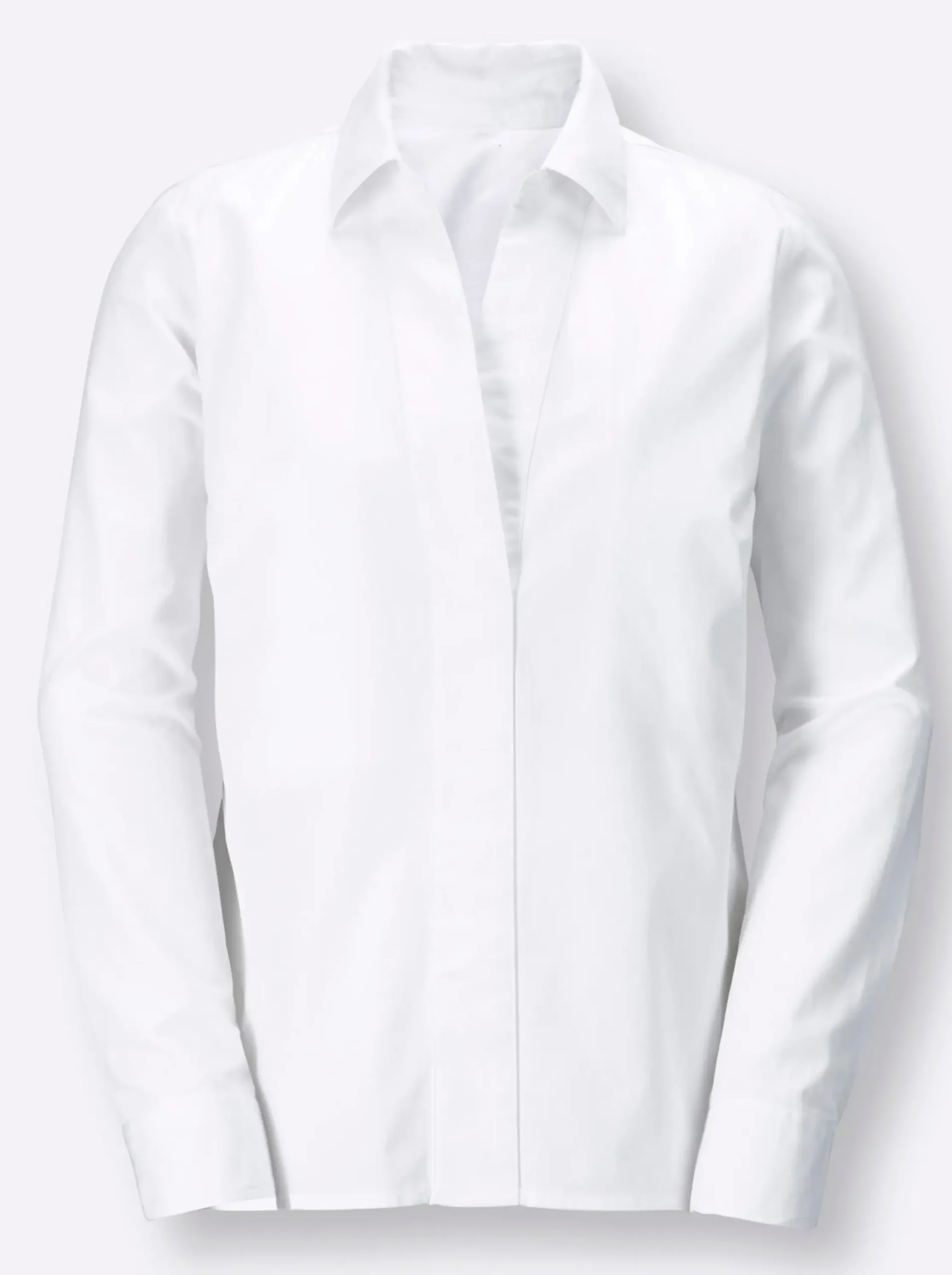 Blusen| Baumwollbluse mit verdeckter Knopfleiste weiß