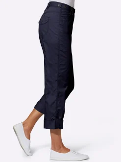Basics| Baumwollhose mit krempelbaren Beinen marine