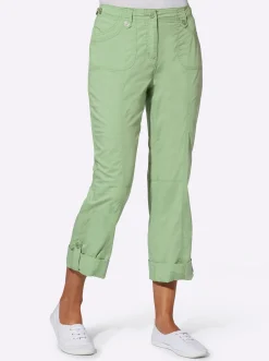 Basics|Hosen| Baumwollhose mit krempelbaren Beinen eucalyptus
