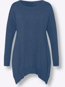 Pullover|heine Baumwollpullover in langer Form royalblau