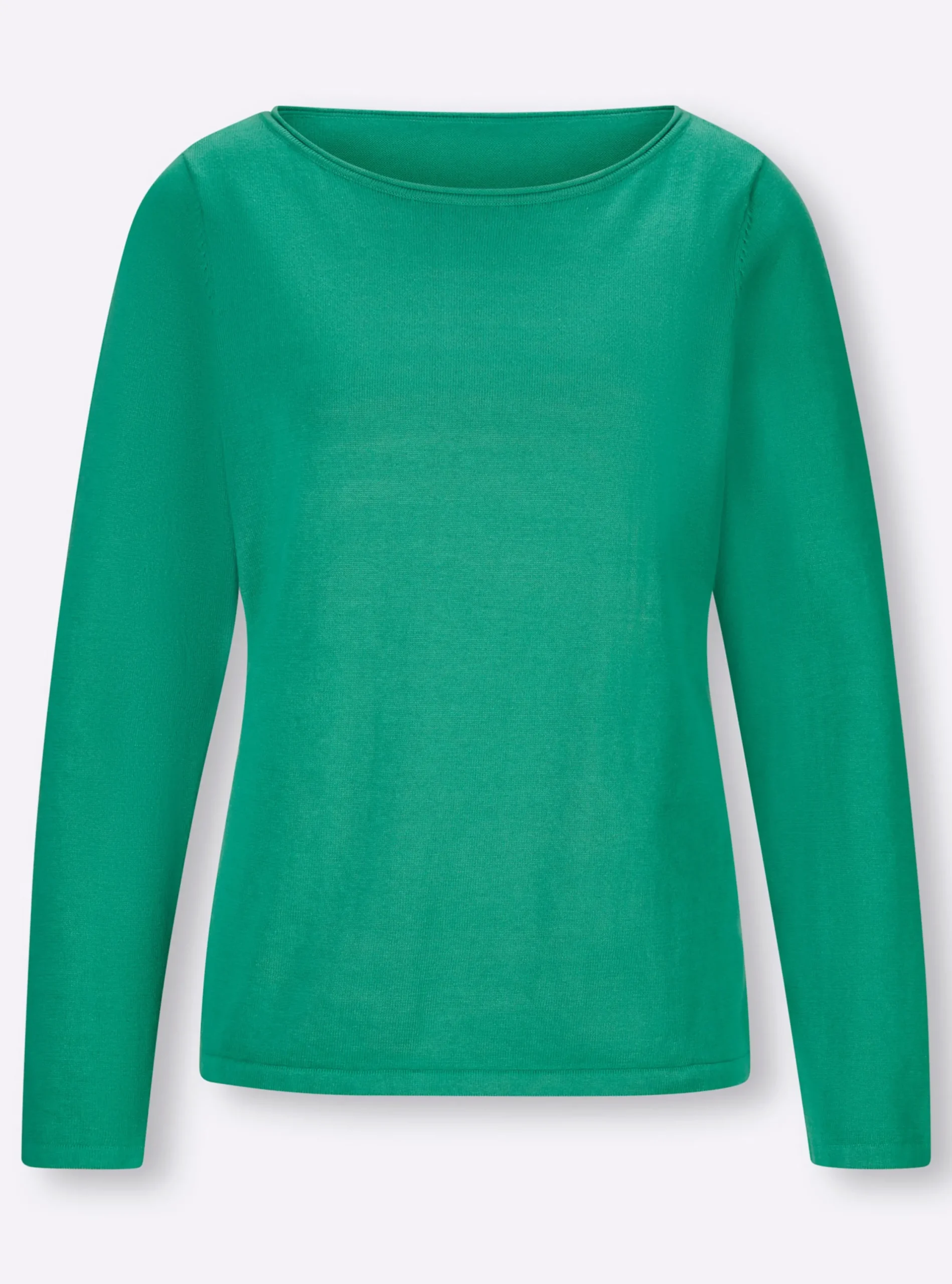Basics|heine Baumwollpullover mit leichtem U-Boot-Ausschnitt grün
