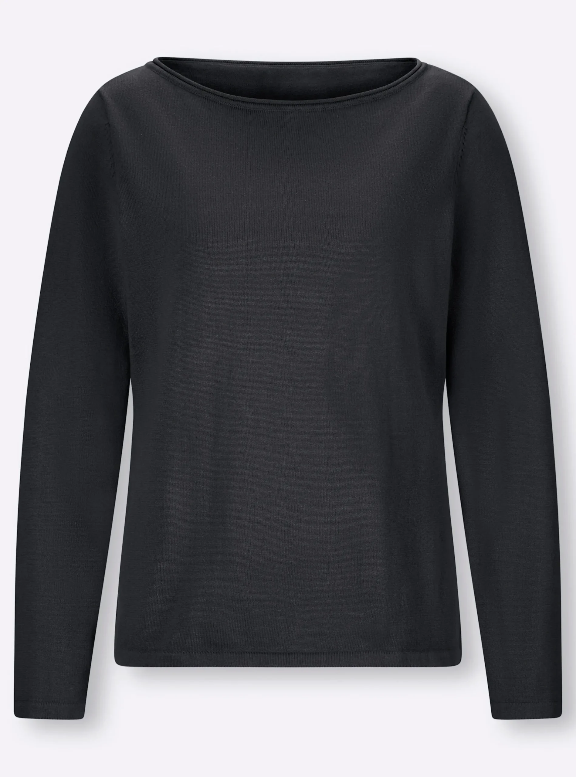 Basics|heine Baumwollpullover mit leichtem U-Boot-Ausschnitt marine