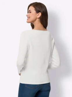 Basics|Pullover|heine Baumwollpullover mit leichtem U-Boot-Ausschnitt weiß