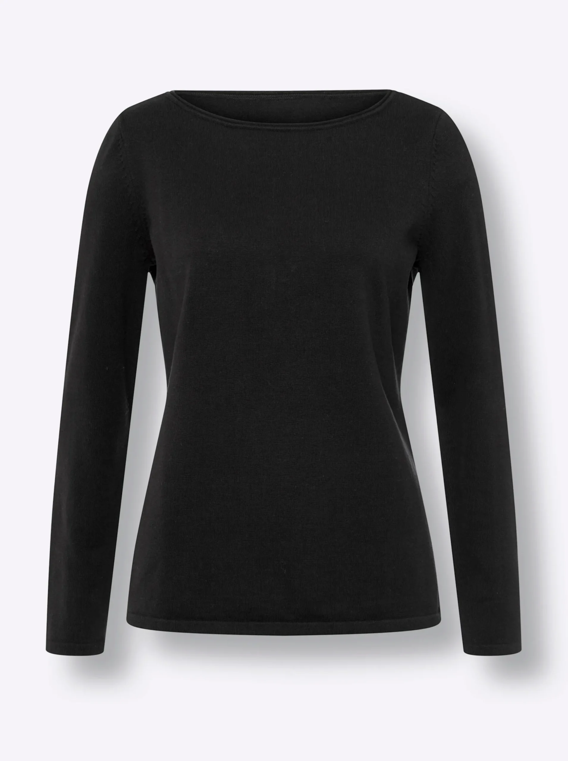 Pullover|heine Baumwollpullover mit leichtem U-Boot-Ausschnitt schwarz