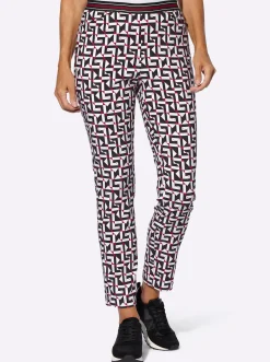 Hosen| Bengalinhose mit grafischem Druck schwarz-rot-bedruckt