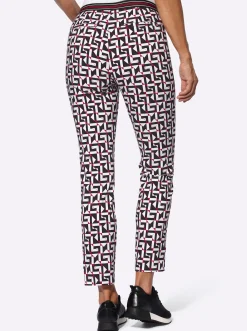 Hosen| Bengalinhose mit grafischem Druck schwarz-rot-bedruckt