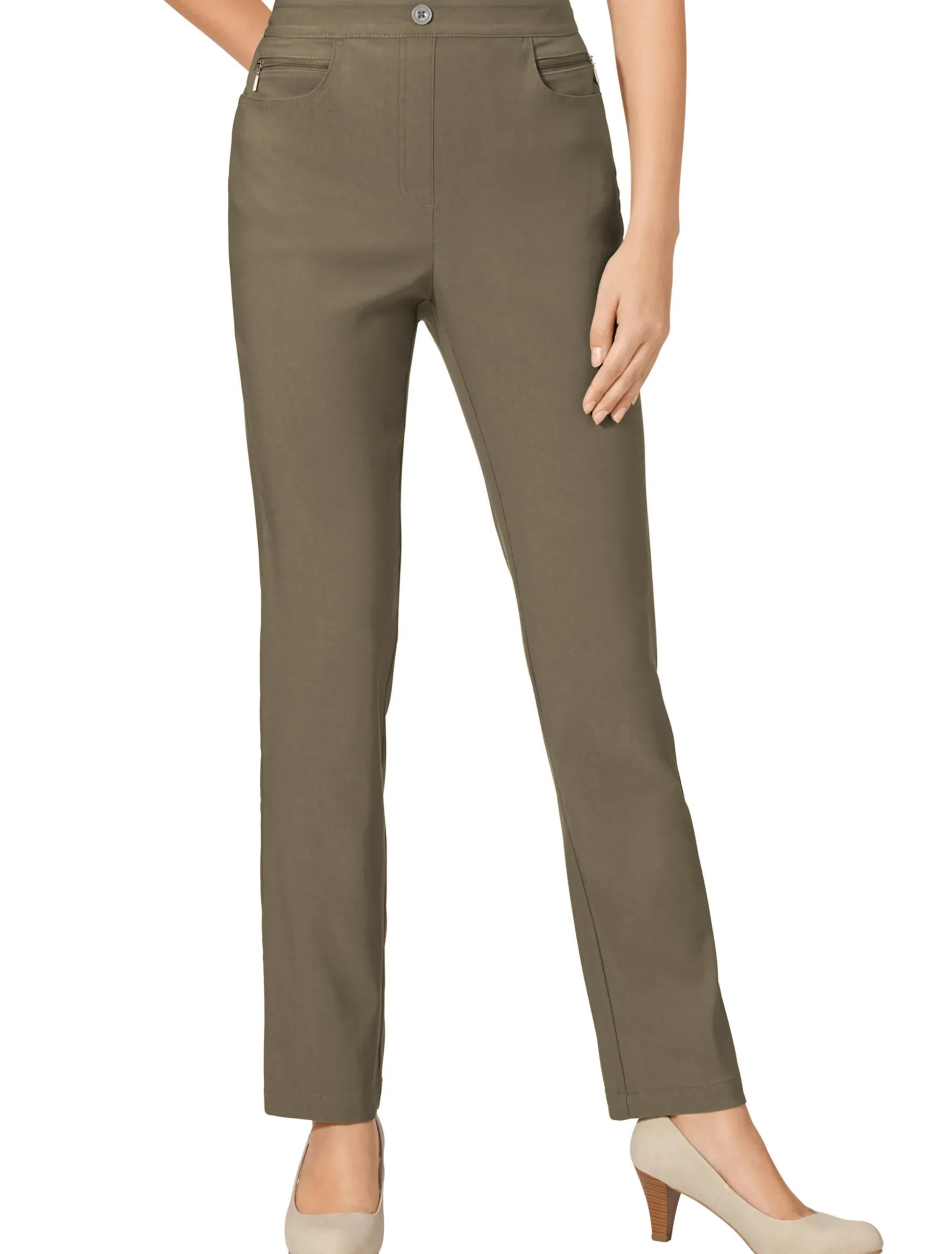 Hosen| Bengalinhose mit Zierreißverschlüssen khaki