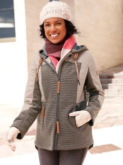 Jacken| Übergangsjacke im Mix aus Fleece und Stepp sesam