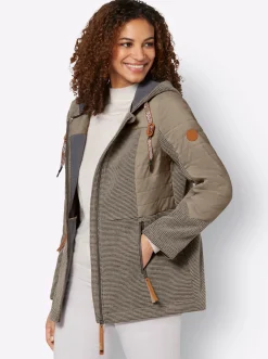 Jacken| Übergangsjacke im Mix aus Fleece und Stepp sesam