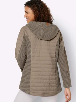 Jacken| Übergangsjacke im Mix aus Fleece und Stepp sesam