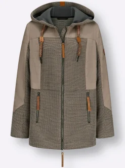 Jacken| Übergangsjacke im Mix aus Fleece und Stepp sesam