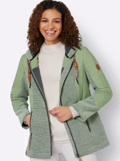 Jacken| Übergangsjacke im Mix aus Fleece und Stepp eucalyptus