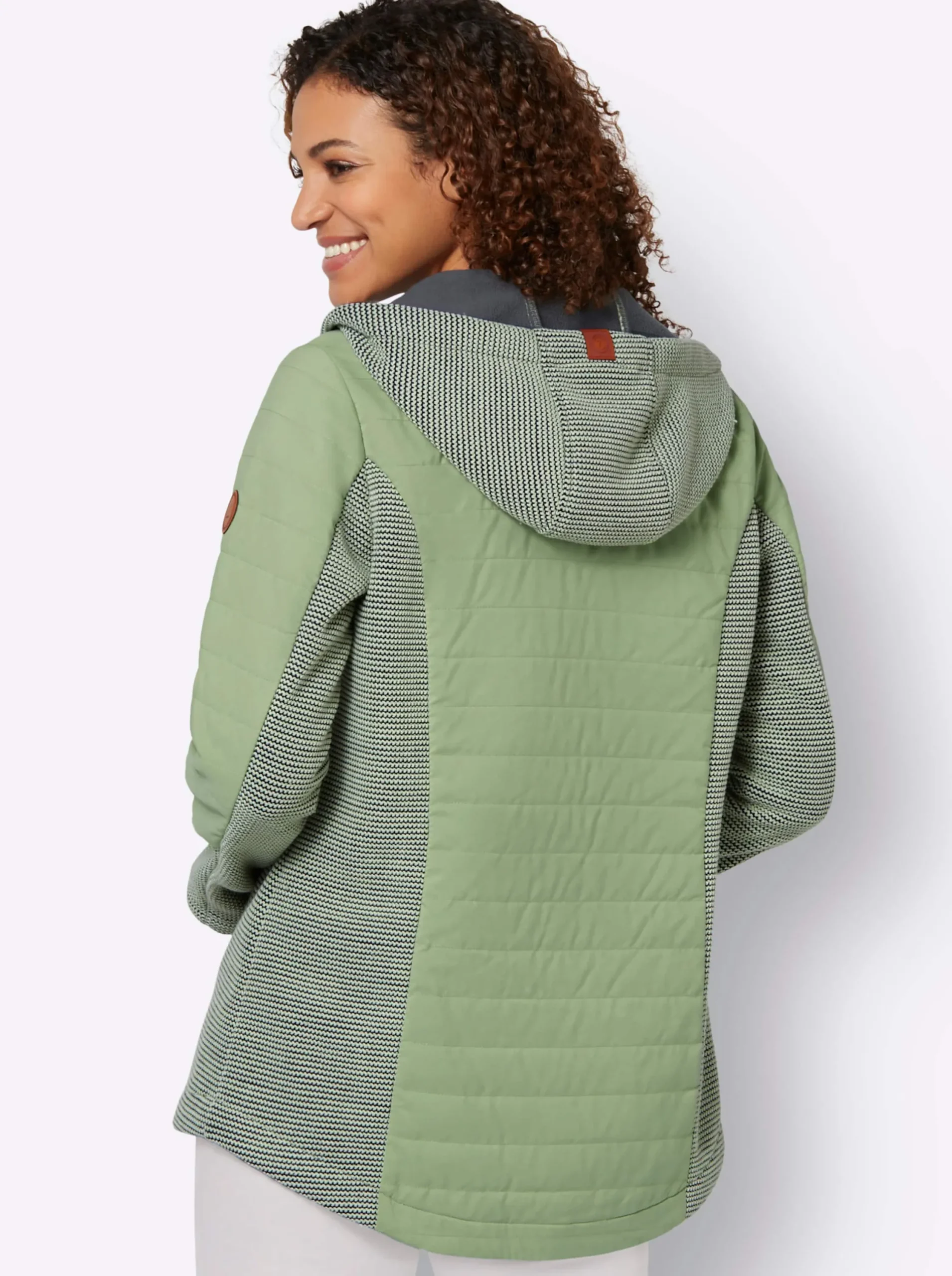 Jacken| Übergangsjacke im Mix aus Fleece und Stepp eucalyptus