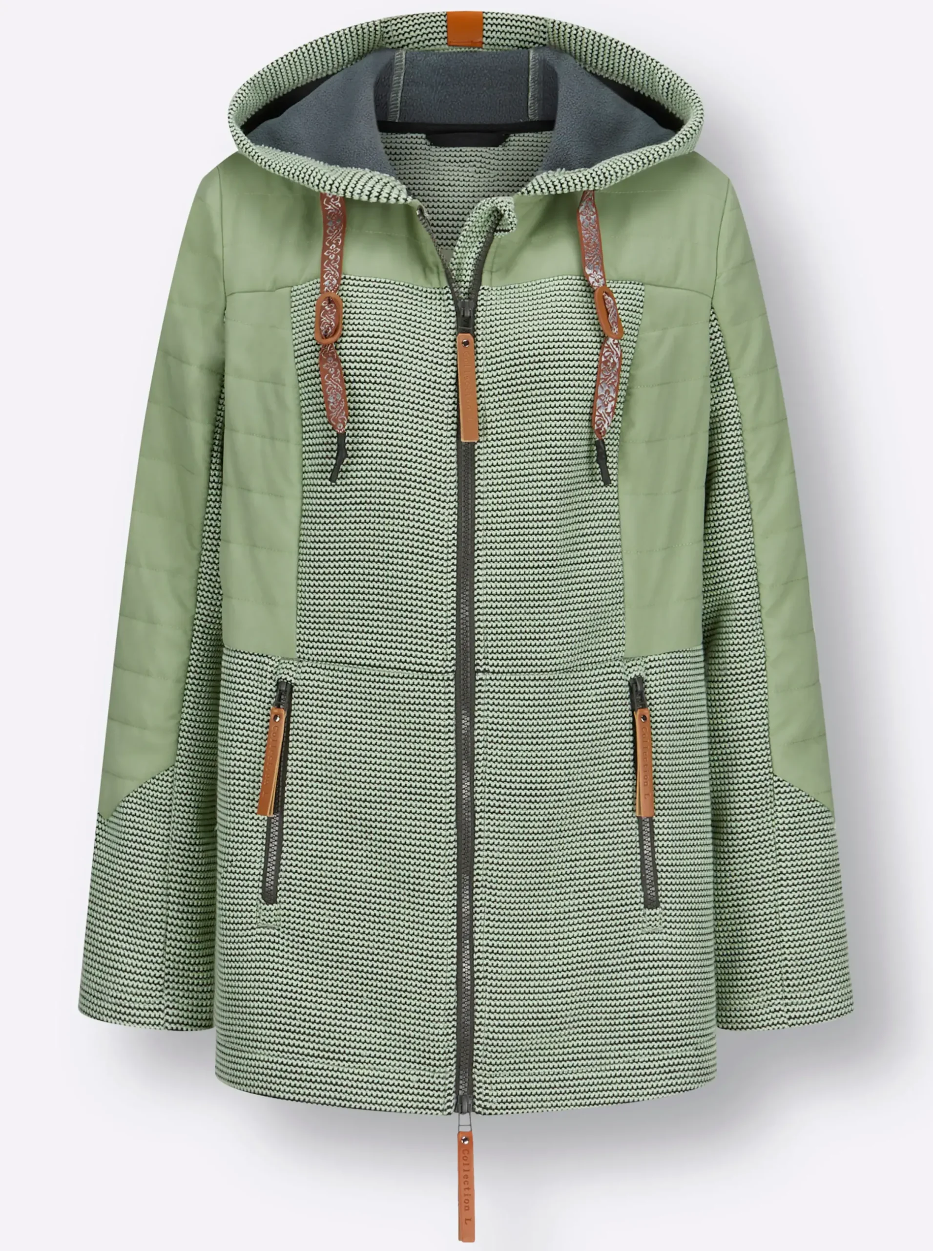 Jacken| Übergangsjacke im Mix aus Fleece und Stepp eucalyptus