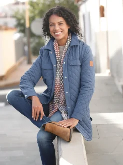 Jacken| Übergangsjacke mit Druckknopfleiste rauchblau