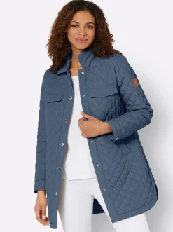 Jacken| Übergangsjacke mit Druckknopfleiste rauchblau