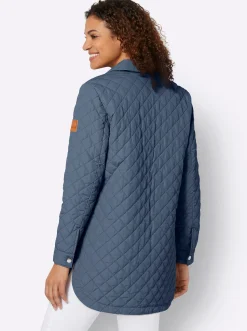 Jacken| Übergangsjacke mit Druckknopfleiste rauchblau