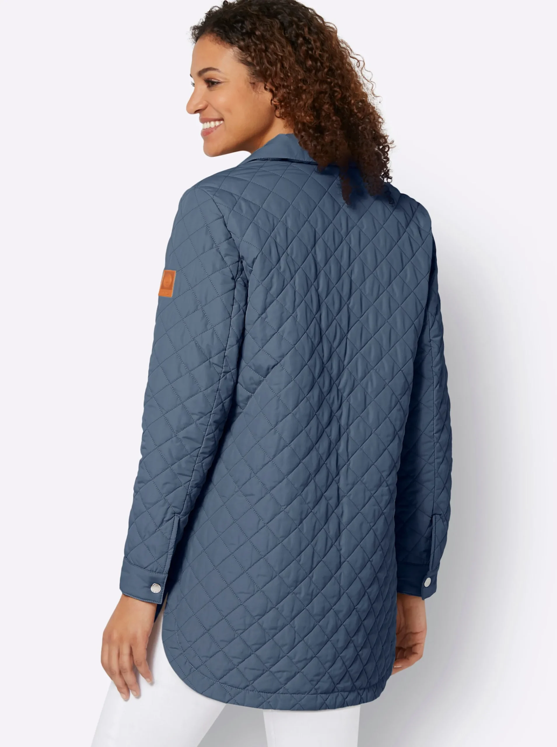 Jacken| Übergangsjacke mit Druckknopfleiste rauchblau