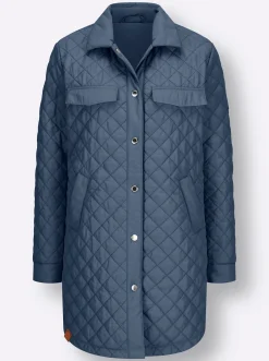 Jacken| Übergangsjacke mit Druckknopfleiste rauchblau