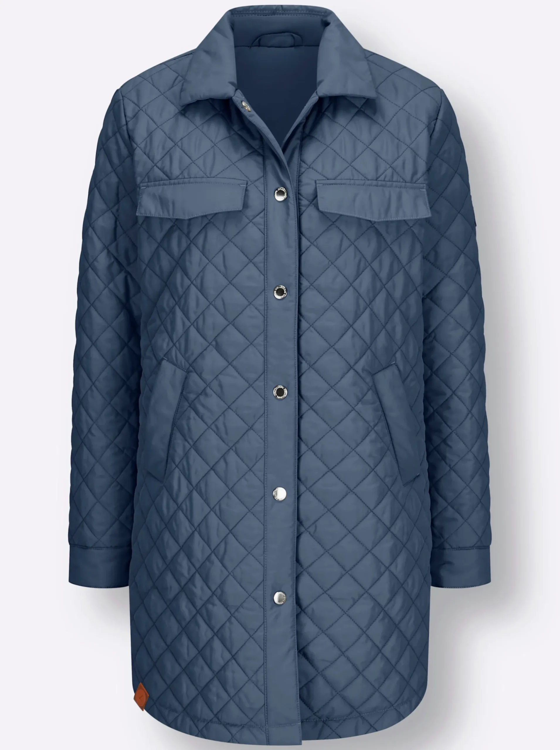Jacken| Übergangsjacke mit Druckknopfleiste rauchblau