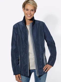 Jacken| Übergangsjacke mit kontrastfarbigen Ziernähten marine