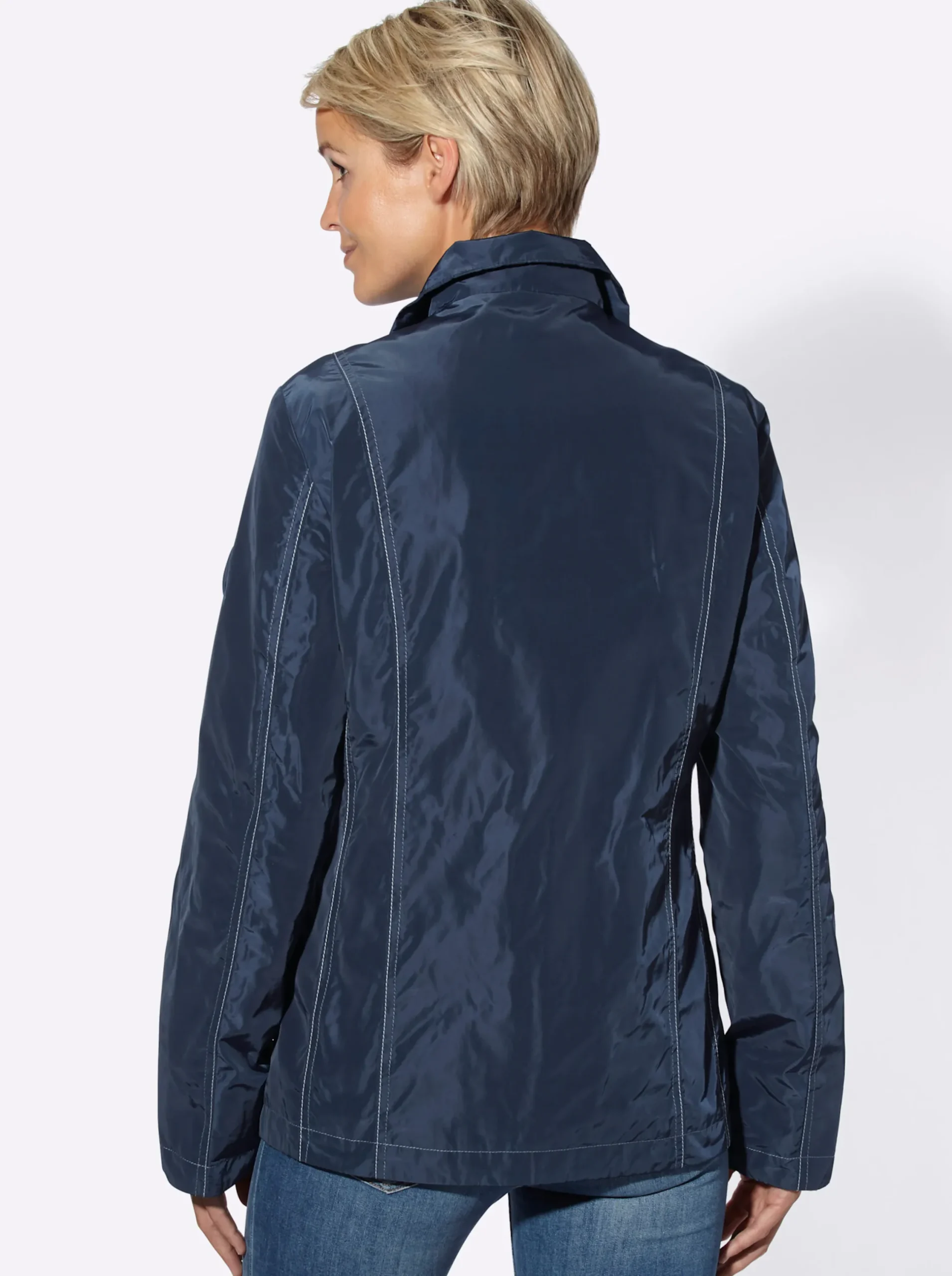 Jacken| Übergangsjacke mit kontrastfarbigen Ziernähten marine