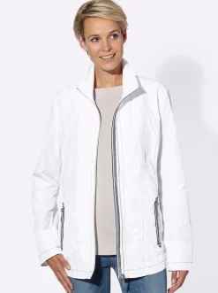 Jacken| Übergangsjacke mit kontrastfarbigen Ziernähten weiß