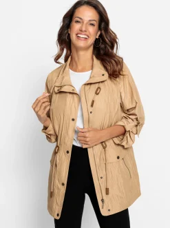 Jacken| Übergangsjacke mit regulierbarem Taillenbund camel