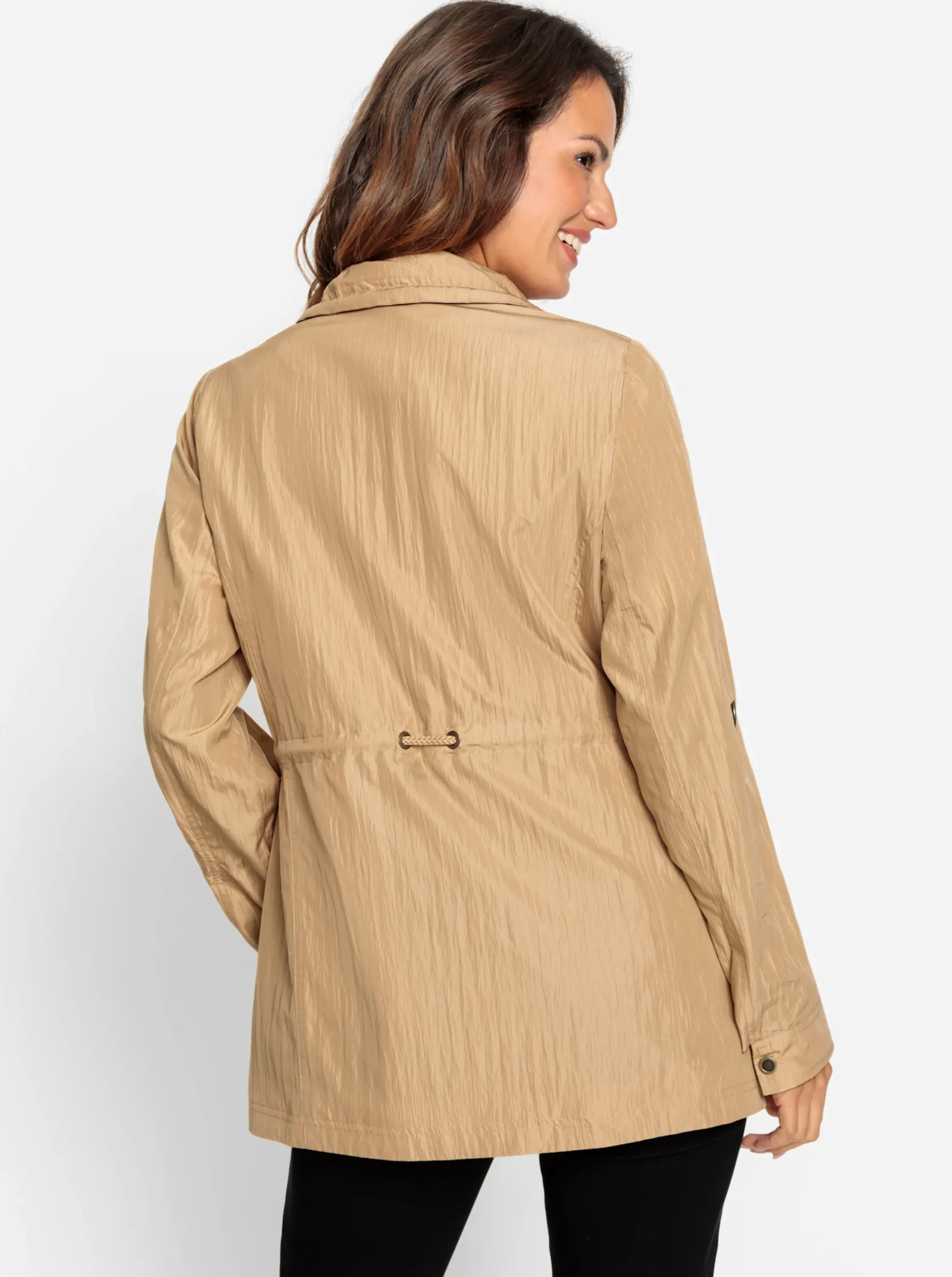 Jacken| Übergangsjacke mit regulierbarem Taillenbund camel