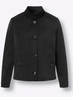 Jacken|heine Übergangsjacke mit Smok-Abschlüssen schwarz