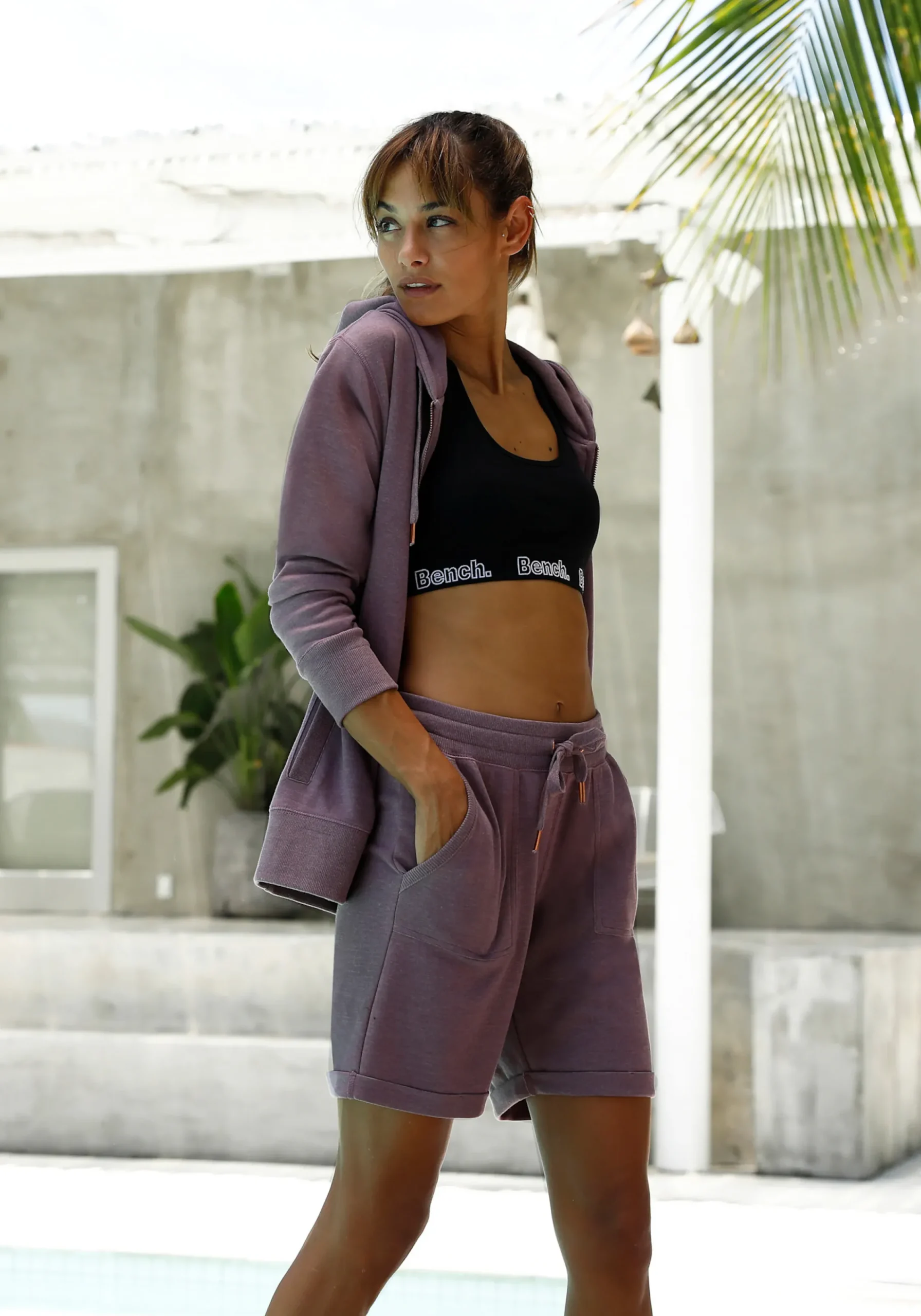 Hosen| Bermudas mauve-meliert