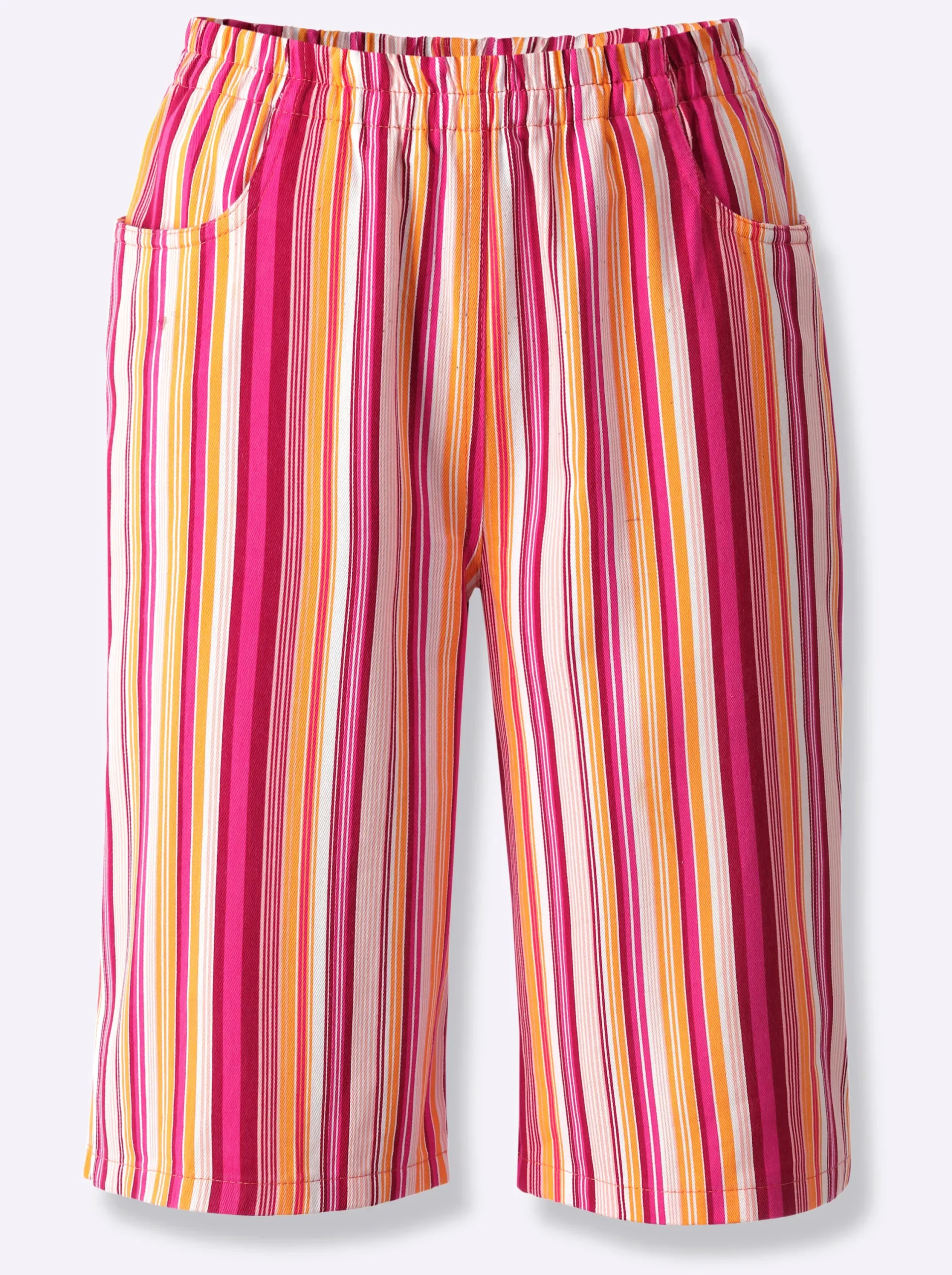 Hosen| Bermudas mit Rundum-Dehnbund apricot-rot-gestreift