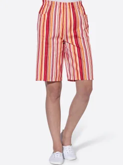 Hosen| Bermudas mit Rundum-Dehnbund apricot-rot-gestreift