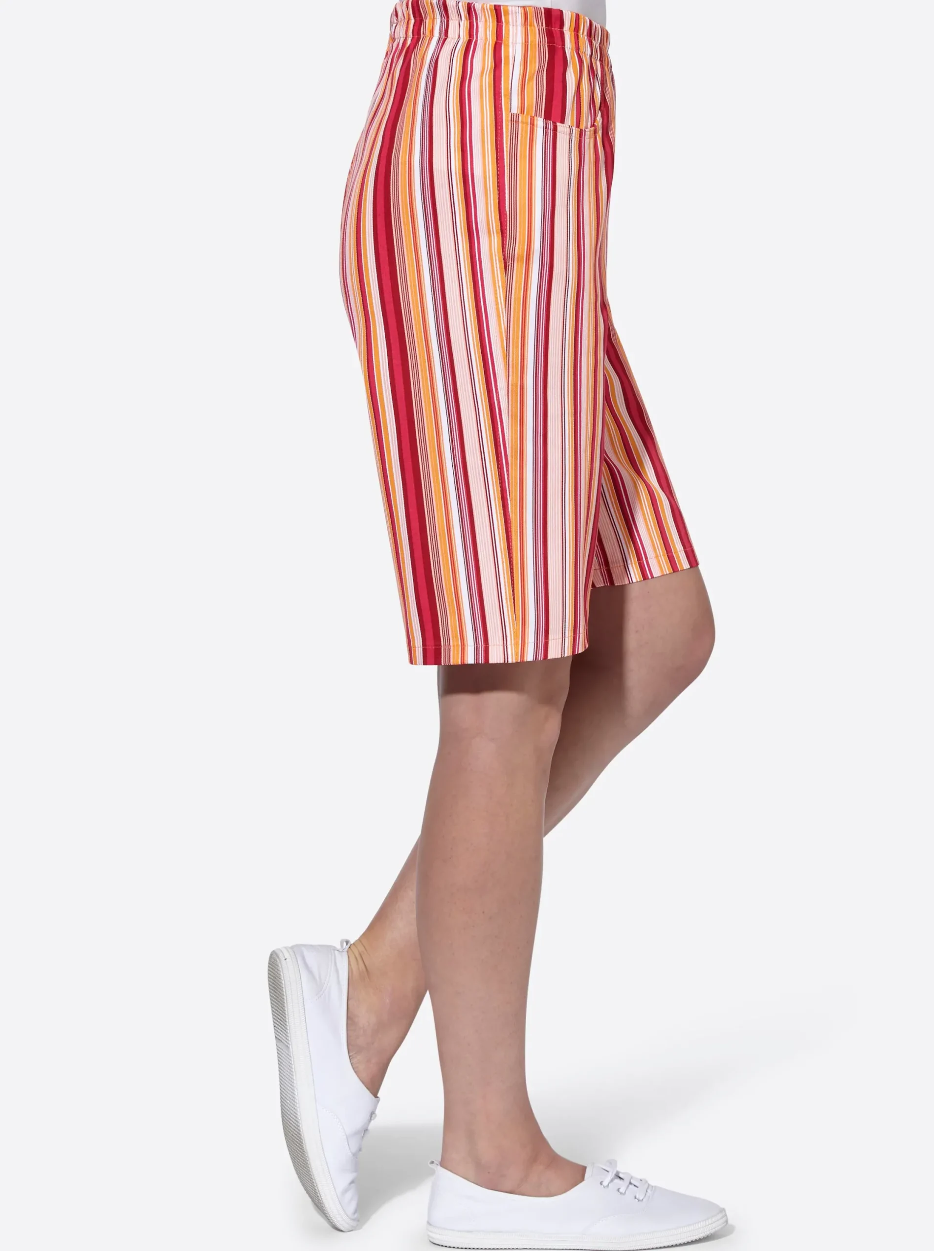 Hosen| Bermudas mit Rundum-Dehnbund apricot-rot-gestreift