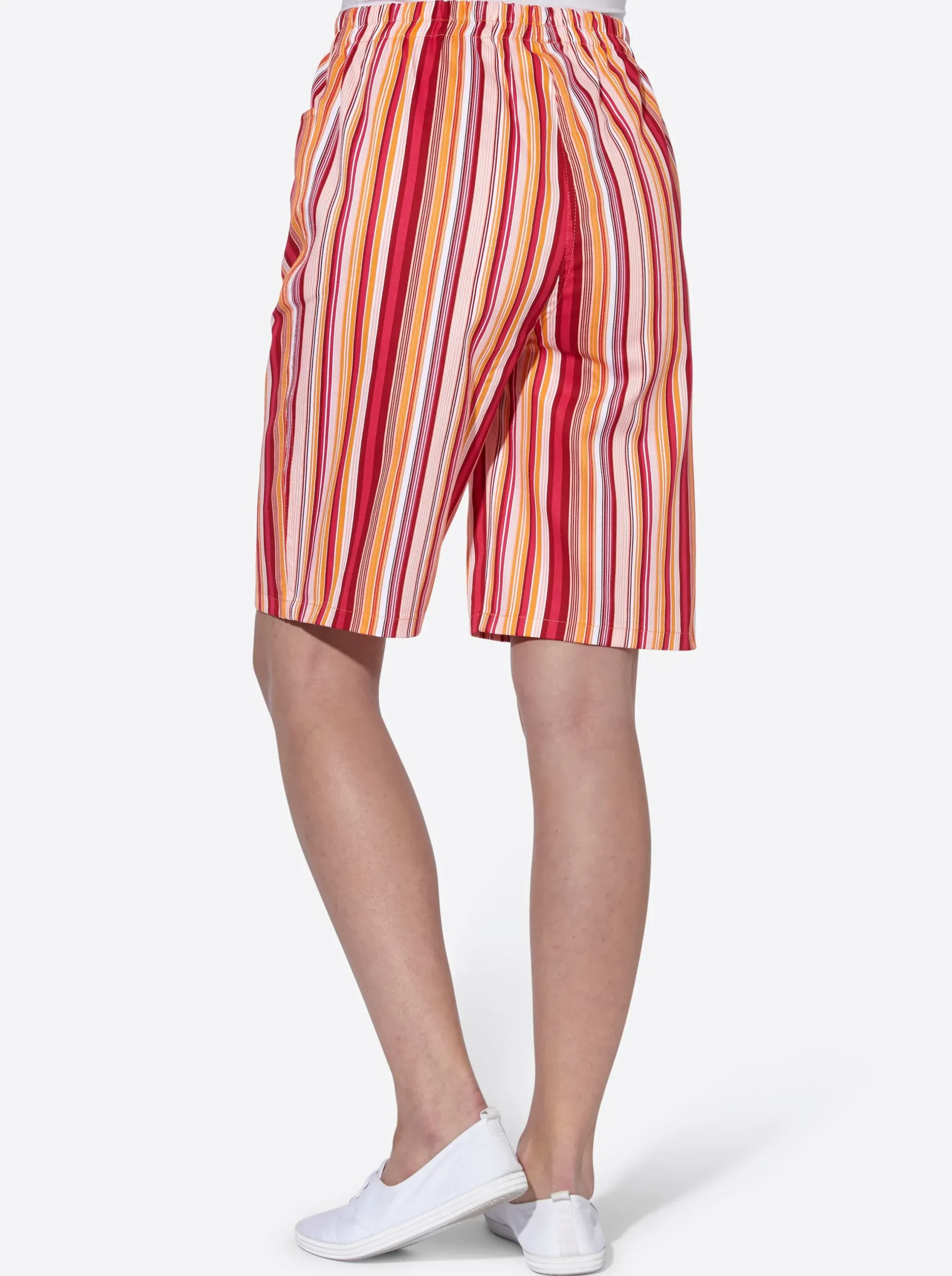 Hosen| Bermudas mit Rundum-Dehnbund apricot-rot-gestreift