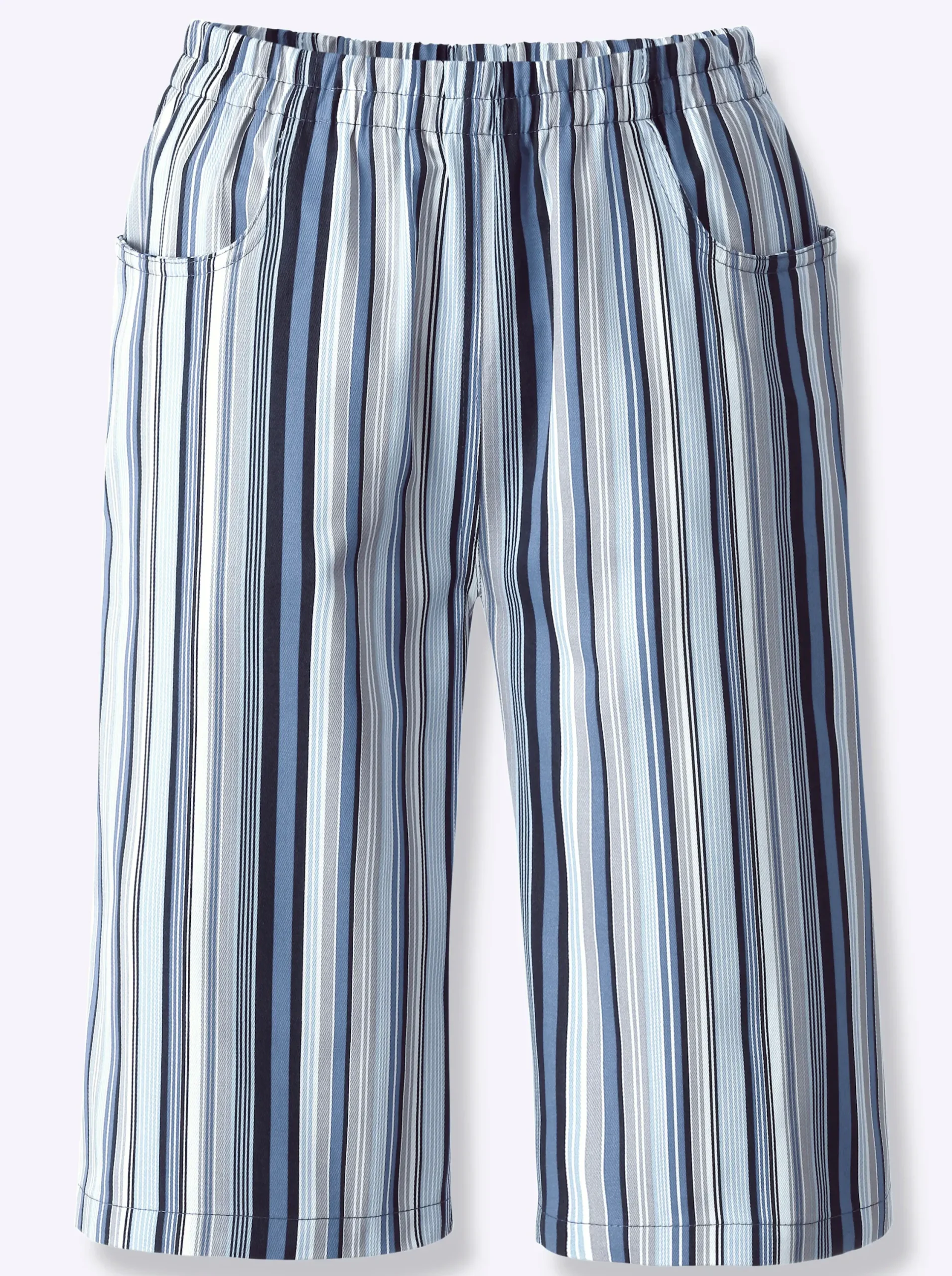 Hosen| Bermudas mit Rundum-Dehnbund jeansblau-gestreift