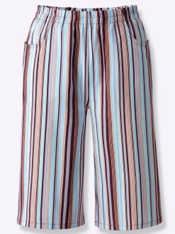 Hosen| Bermudas mit Rundum-Dehnbund aqua-gestreift